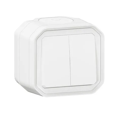 [LEGRAND] Interrupteur double va-et-vient étanche plexo 10A IP55 IK08 250V complète pour fixation saillie - blanc