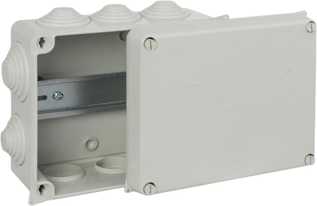 Boîte étanche de raccordement 160x135x70 avec cônes et rail DIN IP55